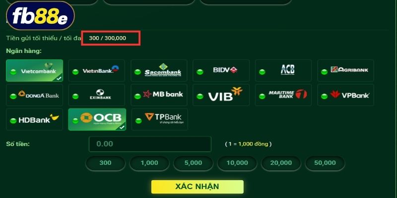 Tùy phương thức và cấp độ mà giới hạn nạp tại FB88 khác nhau
