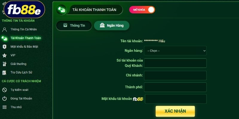 Cập nhật địa chỉ nhận tiền giao dịch theo đúng tên sử dụng